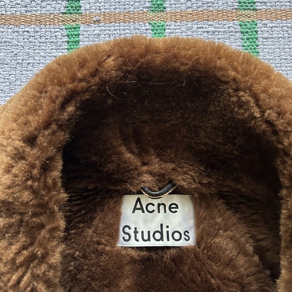 Acne Studios Velocite Women's Black Leather and Brown Shearling Jacket - Picture 2 of 13